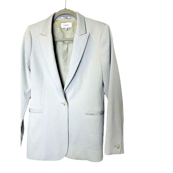 Reiss Neya Textured Blazer Jacket size 12 Silver One Button Quiet Luxury Office - Picture 4 of 14